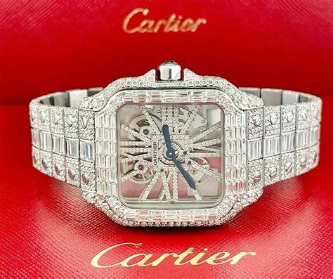 santos de cartier watch skeleton|iced out cartier skeleton watch.